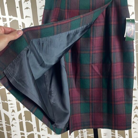 New Vtg True Wrap Worsted Wool Tally Ho Tartan Plaid Midi Pencil Skirt 8 - Picture 4 of 10